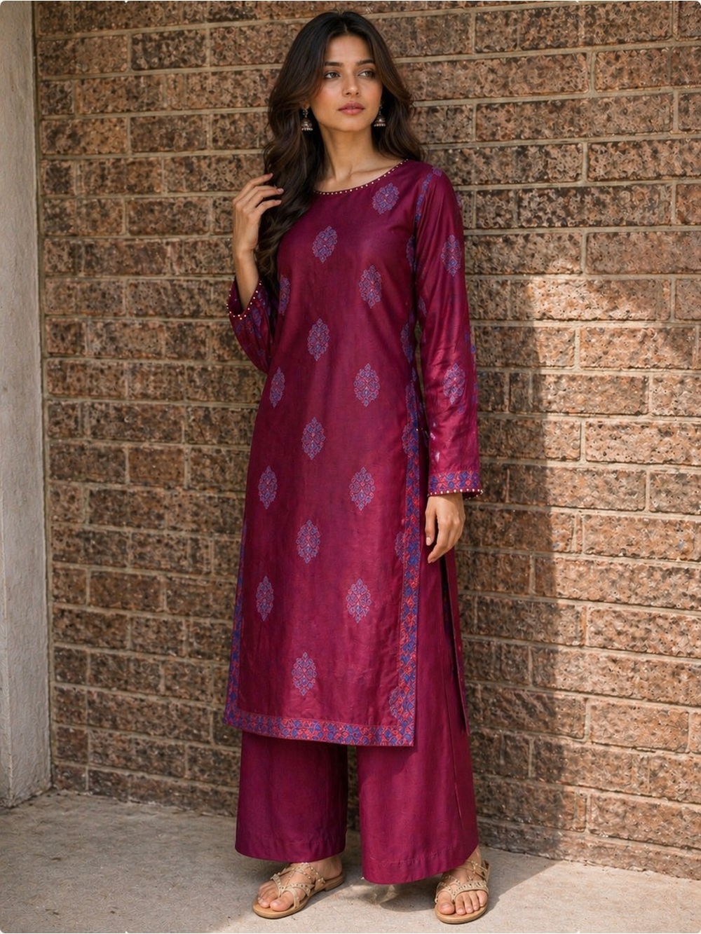 GENERATION Y Maroon & Purple Women Kurta Bottoms Set